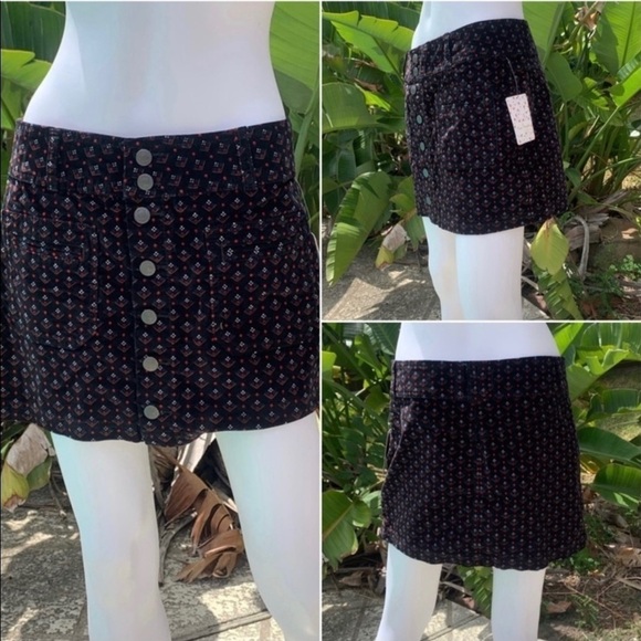 💋NWT FREE People Corduroy Button Down Mini Skirt - Picture 5 of 13